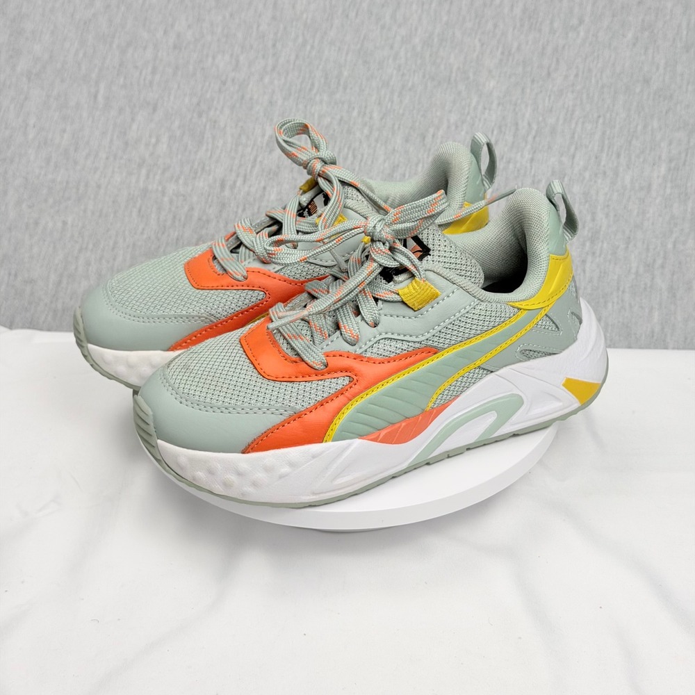 Puma Orkid Kids Sneakers Misty Green Orange Yellow 395165-01 Size 2C